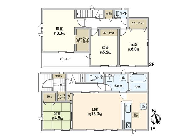 松戸市栄町西2丁目 新築戸建 2号棟 間取図(平面図)