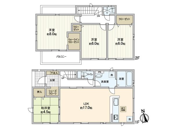 流山市加5丁目 新築戸建 2号棟 間取図(平面図) 流山市加5丁目 新築戸建 2号棟 間取図(平面図)