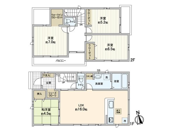 流山市加5丁目 新築戸建 1号棟 間取図(平面図) 流山市加5丁目 新築戸建 1号棟 間取図(平面図)