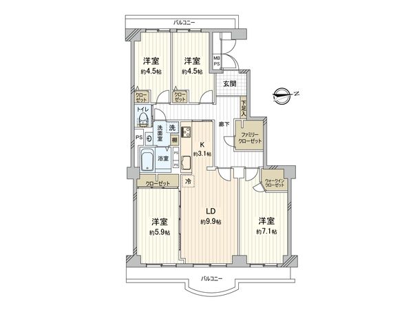 サンライトパストラル壱番街 C棟 間取図(平面図) サンライトパストラル壱番街 C棟 間取図(平面図)