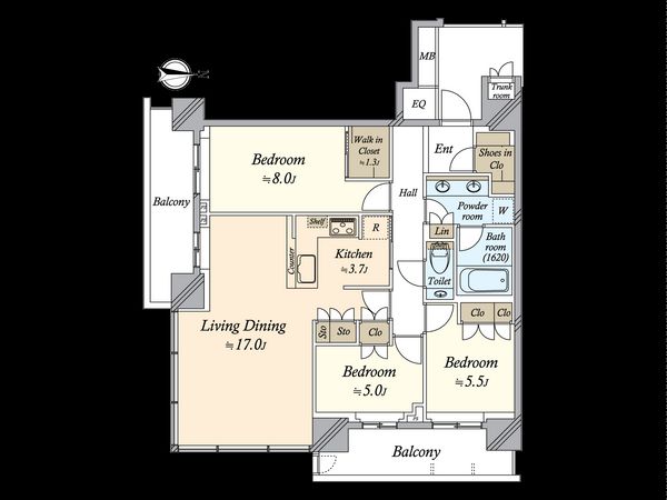 ザ・パークハウス晴海タワーズ クロノレジデンス 間取図(平面図)