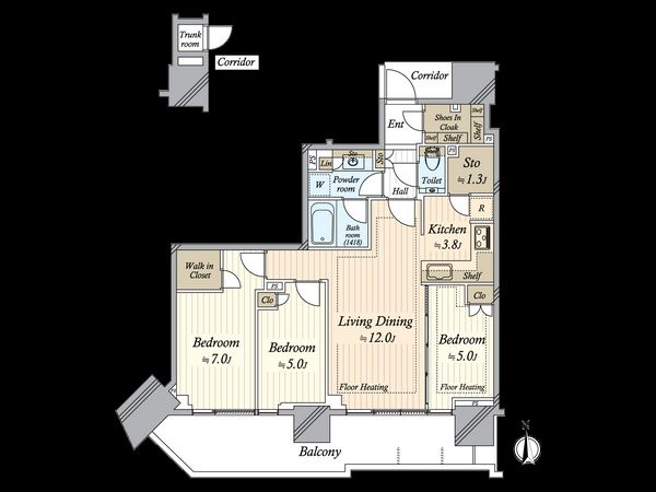 グランドシティタワー月島 間取図(平面図)