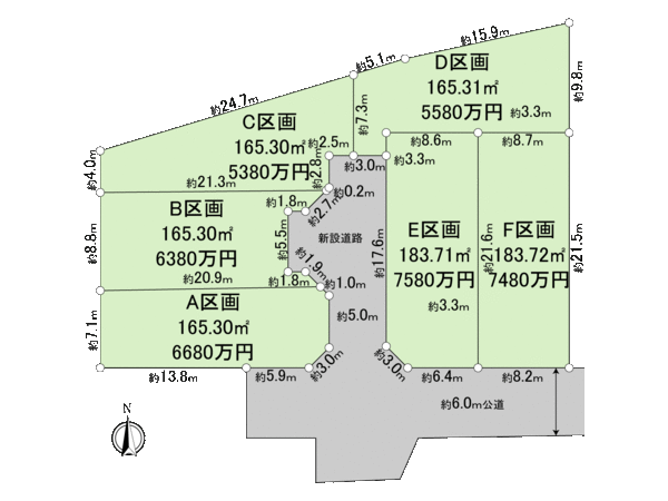 荏田東3丁目土地 F区画 地形図