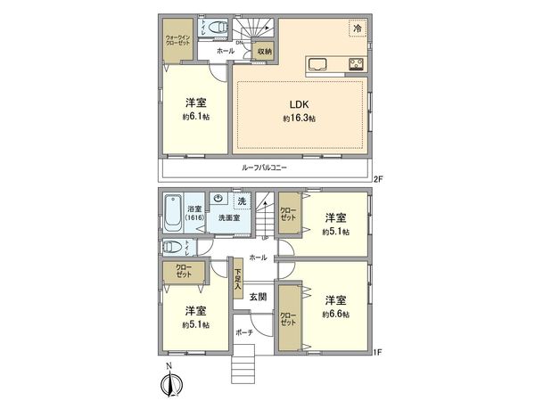 緑区北八朔町 新築戸建A号棟 間取図(平面図) 緑区北八朔町 新築戸建A号棟 間取図(平面図)