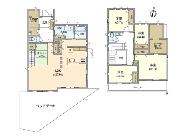 都筑区牛久保1丁目 戸建 間取図(平面図) 都筑区牛久保1丁目 戸建 間取図(平面図)