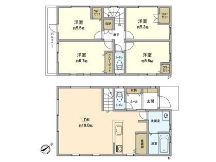 荏田町 新築戸建A号棟 間取図(平面図)