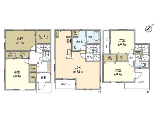 南山田町 A号棟 間取図(平面図)