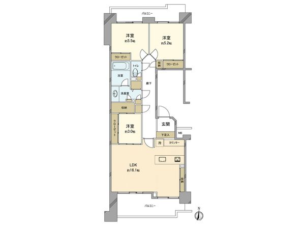 港北ガーデンヒルズ E棟 間取図(平面図)