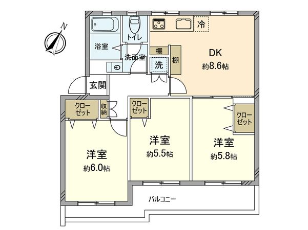 長津田団地 9号棟 間取図(平面図)
