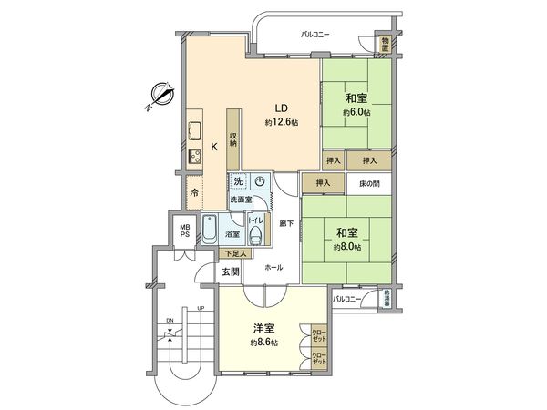 かしの木台ハイツ 6号棟 間取図(平面図) かしの木台ハイツ 6号棟 間取図(平面図)