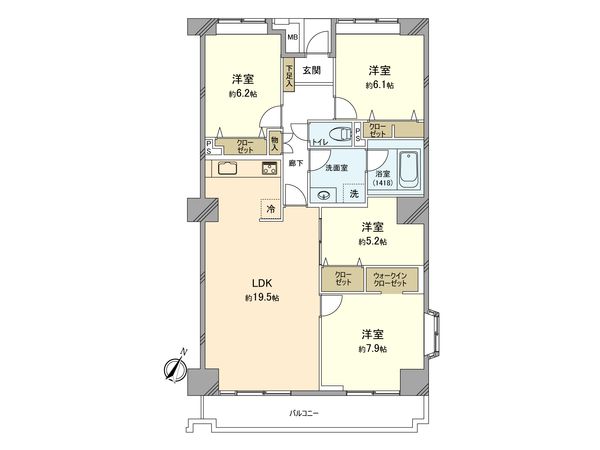 コンフォール東山田 5-1号棟 間取図(平面図)