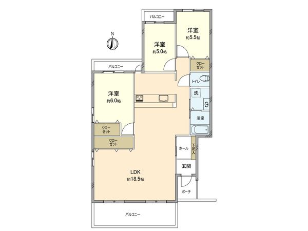 しいの木台ハイツ2号棟 間取図(平面図)