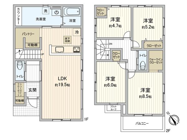 習志野市香澄3丁目新築戸建 1号棟 間取図(平面図) 習志野市香澄3丁目新築戸建 1号棟 間取図(平面図)
