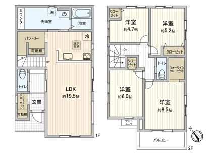 習志野市香澄3丁目新築戸建 1号棟 間取図(平面図)