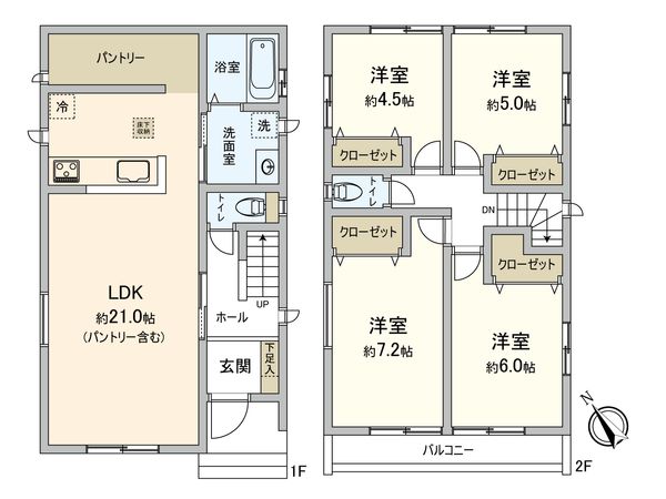 習志野市香澄3丁目新築戸建 間取図(平面図) 習志野市香澄3丁目新築戸建 間取図(平面図)