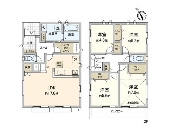 習志野市香澄3丁目新築戸建 1号棟 間取図(平面図) 習志野市香澄3丁目新築戸建 1号棟 間取図(平面図)
