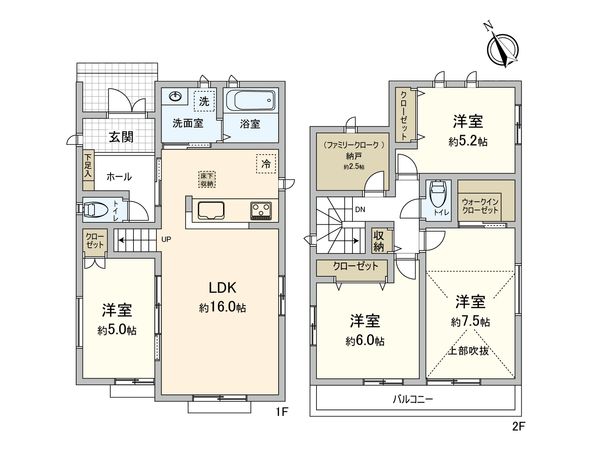 習志野市香澄3丁目新築戸建 2号棟 間取図(平面図) 習志野市香澄3丁目新築戸建 2号棟 間取図(平面図)