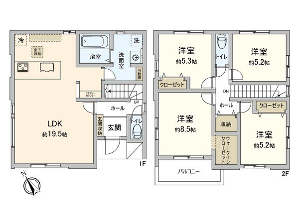 習志野市香澄2丁目新築戸建1号棟 間取図(平面図)