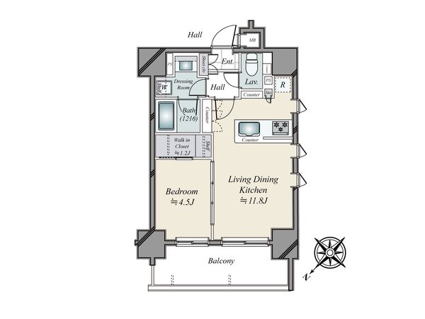パークリュクス日本橋小網町mono 間取図(平面図) 間取図(平面図)