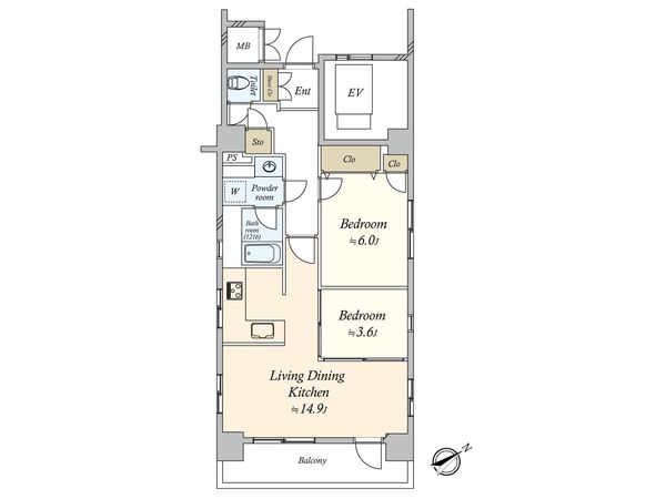 パロス新富町 間取図(平面図)