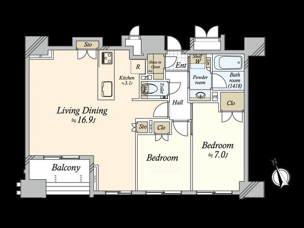 インプレスト東京八丁堀ル・サンク 間取図(平面図) インプレスト東京八丁堀ル・サンク 間取図(平面図)