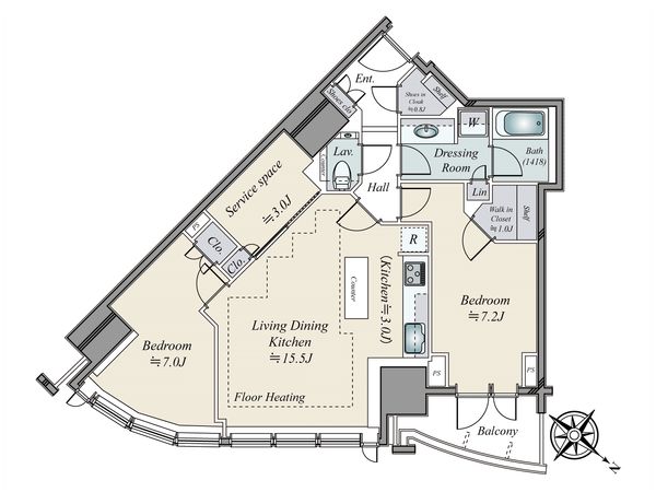 THE TOYOMI TOWER MARINE&SKY 東ウイング 間取図(平面図)