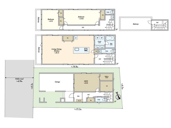 目黒区下目黒3丁目新築戸建 間取図(平面図) 間取図(平面図)