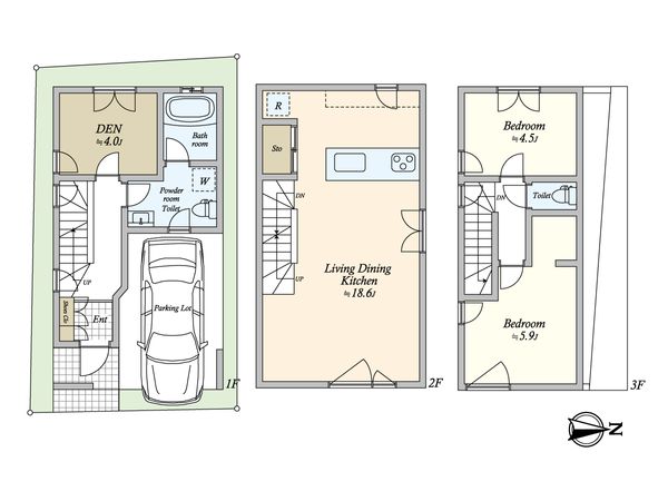 渋谷区東4丁目 新築戸建 間取図(平面図) 渋谷区東4丁目 新築戸建 間取図(平面図)