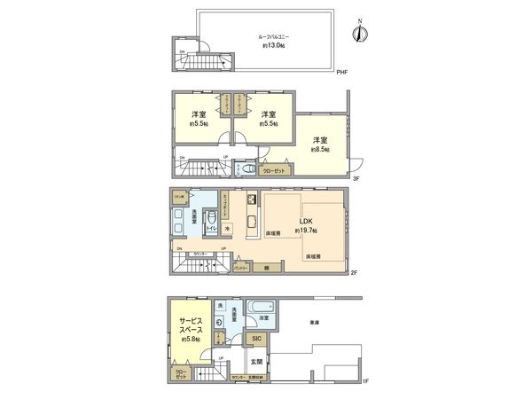 中原区小杉御殿町2丁目(新築戸建)1号棟 間取図(平面図) 中原区小杉御殿町2丁目(新築戸建)1号棟 間取図(平面図)