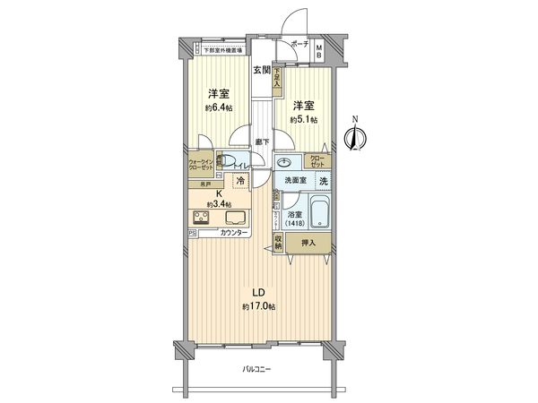 コスモ武蔵小杉御殿町 間取図(平面図)