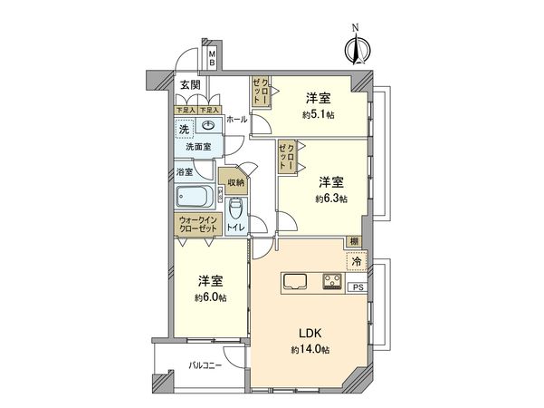 ヒルズ武蔵中原ウェストウィング 間取図(平面図) 間取図(平面図)