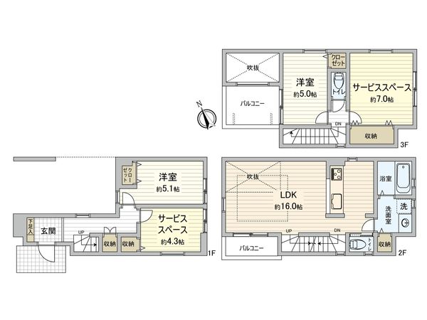 川崎区桜本1丁目 新築戸建2号棟 間取図(平面図)