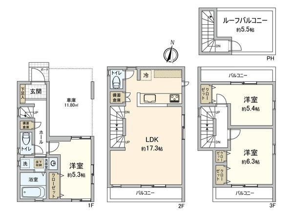 川崎区中瀬2丁目 新築戸建1号棟 間取図(平面図) 川崎区中瀬2丁目 新築戸建1号棟 間取図(平面図)