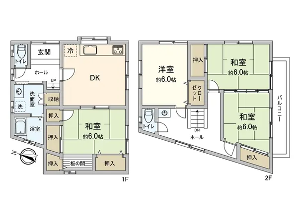 豊富な収納が設けられている住まい。住空間を広く確保することができます。DKと隣接する和室は一体利用も可能です。
