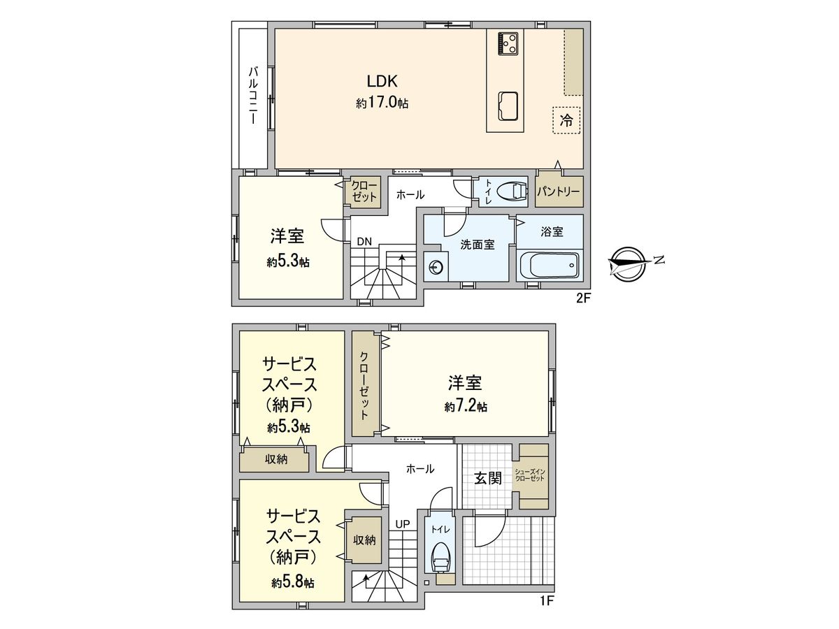 川崎区大島2丁目新築戸建 間取図(平面図) 間取図(平面図)