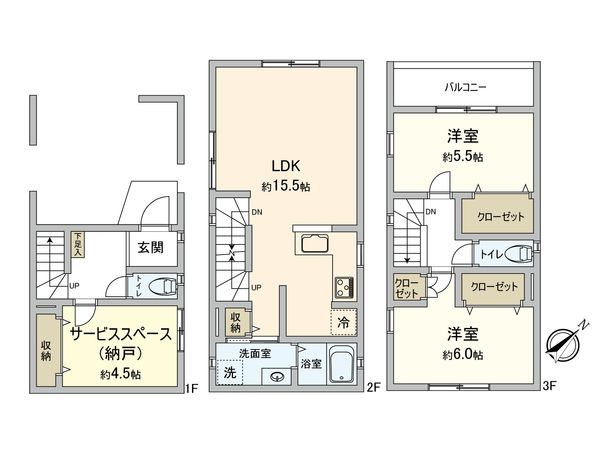 川崎区台町新築戸建 C号棟 間取図(平面図)