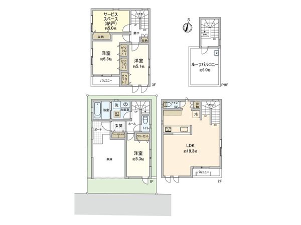 川崎区小田1丁目 新築戸建 3号棟 間取図(平面図)
