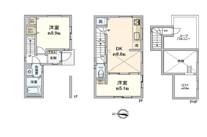 川崎区大島4丁目(新築戸建) 間取図(平面図) 川崎区大島4丁目(新築戸建) 間取図(平面図)