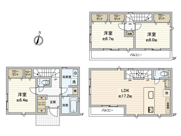 川崎区池上新町2丁目(新築戸建)1号棟 間取図(平面図)