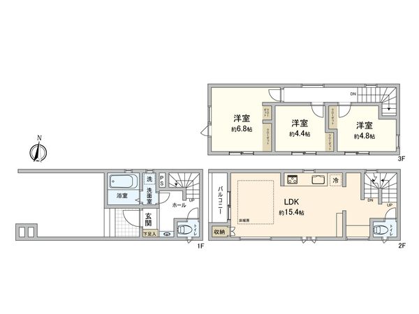 川崎区浅田4丁目(新築戸建) 間取図(平面図) 川崎区浅田4丁目(新築戸建) 間取図(平面図)