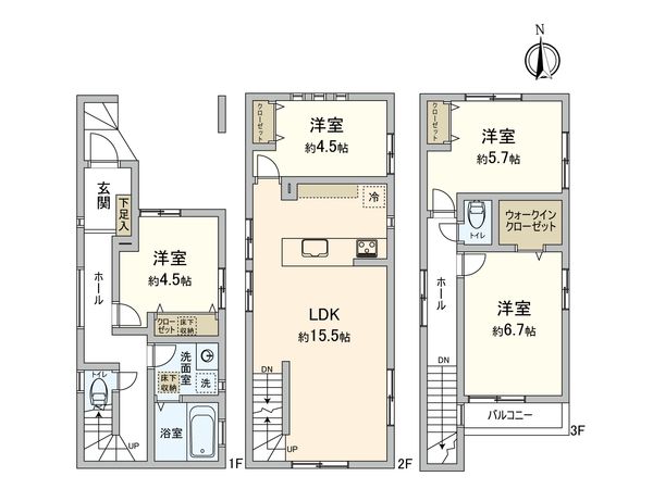 川崎区藤崎1丁目(新築戸建)2号棟 間取図(平面図) 川崎区藤崎1丁目(新築戸建)2号棟 間取図(平面図)