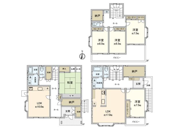 川崎区旭町2丁目(二世帯住宅) 間取図(平面図)