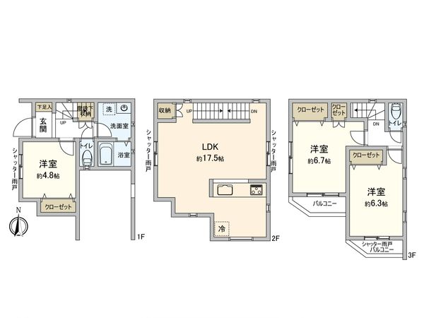 川崎区藤崎4丁目(新築戸建)A号棟 間取図(平面図) 川崎区藤崎4丁目(新築戸建)A号棟 間取図(平面図)