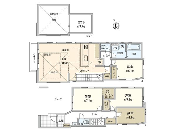 川崎区観音1丁目(新築戸建)1号棟 間取図(平面図) 川崎区観音1丁目(新築戸建)1号棟 間取図(平面図)