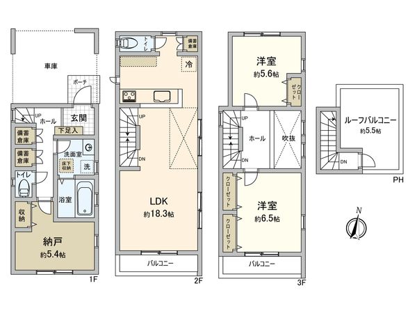 川崎区中瀬2丁目(新築戸建5号棟) 間取図(平面図) 川崎区中瀬2丁目(新築戸建5号棟) 間取図(平面図)