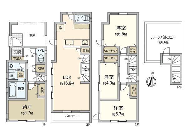 川崎区中瀬2丁目(新築戸建6号棟) 間取図(平面図) 川崎区中瀬2丁目(新築戸建6号棟) 間取図(平面図)