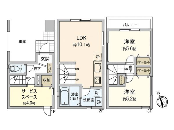 川崎区浜町3丁目(新築戸建) 間取図(平面図) 川崎区浜町3丁目(新築戸建) 間取図(平面図)