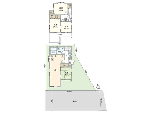 幸区柳町戸建 間取図(平面図) 幸区柳町戸建 間取図(平面図)
