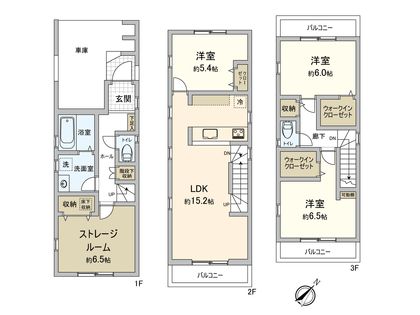幸区戸手4丁目(新築戸建3号棟) 間取図(平面図)