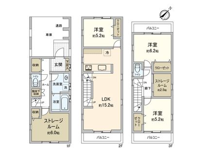 幸区戸手4丁目(新築戸建4号棟) 間取図(平面図)